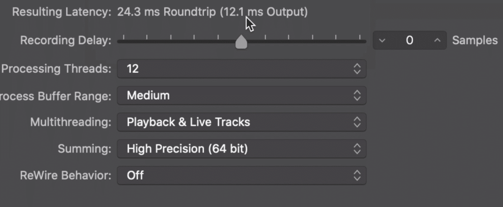 Notice that a higher buffer size causes greater latency.