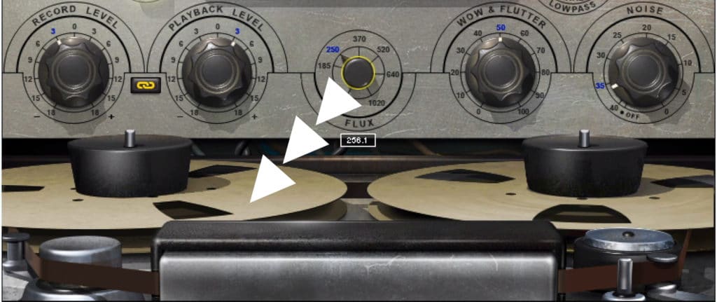 The flux function controls how much signal is being fed onto tape.