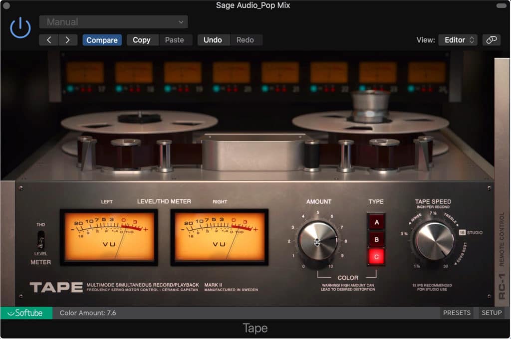 Tape by Softube is the simplest of the 3 plugins on this list.
