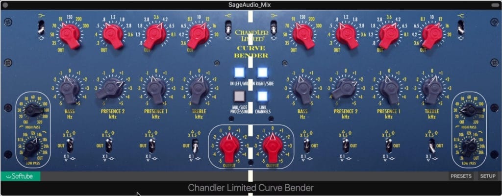 The curve bender is broken up into a left and right, or mid and side channel.