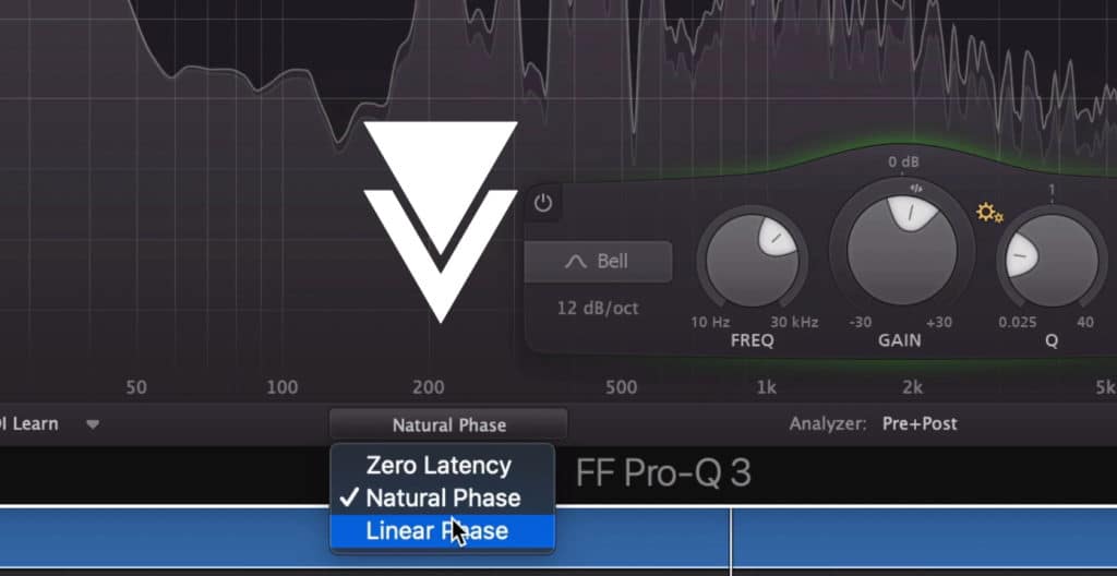 The phase can be switched between Zero, Natural, and various degrees of linear phase.