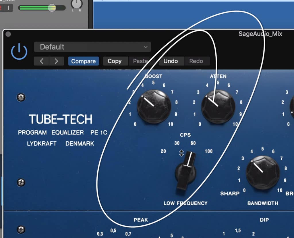 Shown here are the controls for the low-frequency band.