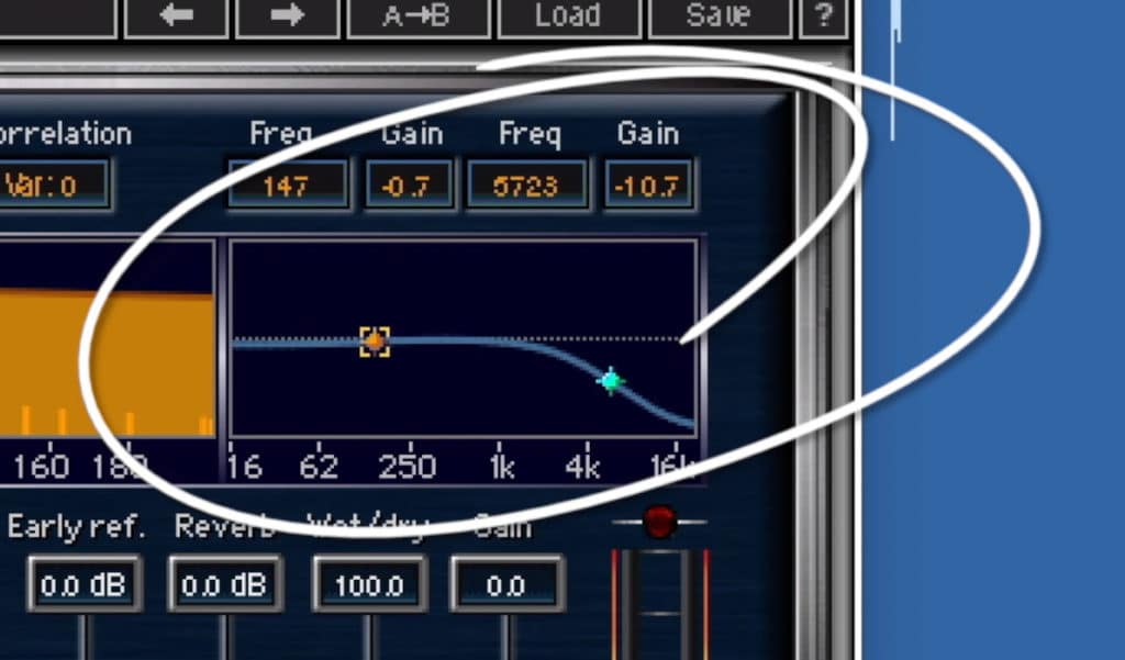 The reverb's EQ can be affected in the top right of the plugin.