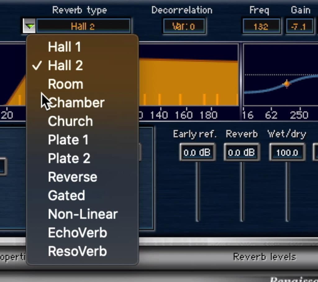 You can switch the reverb type in this tab on the top of the plugin.