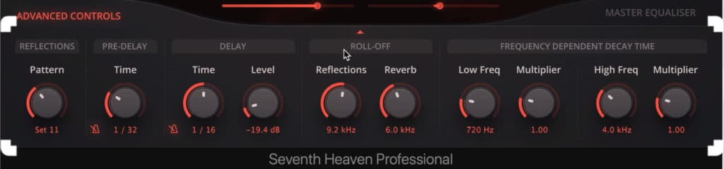 The advanced controls section gives you the ability to fine tune your reverb's settings.