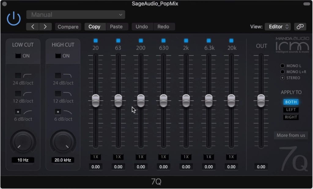 7Q is an easy to use equalizer, with setting suitable for mastering.