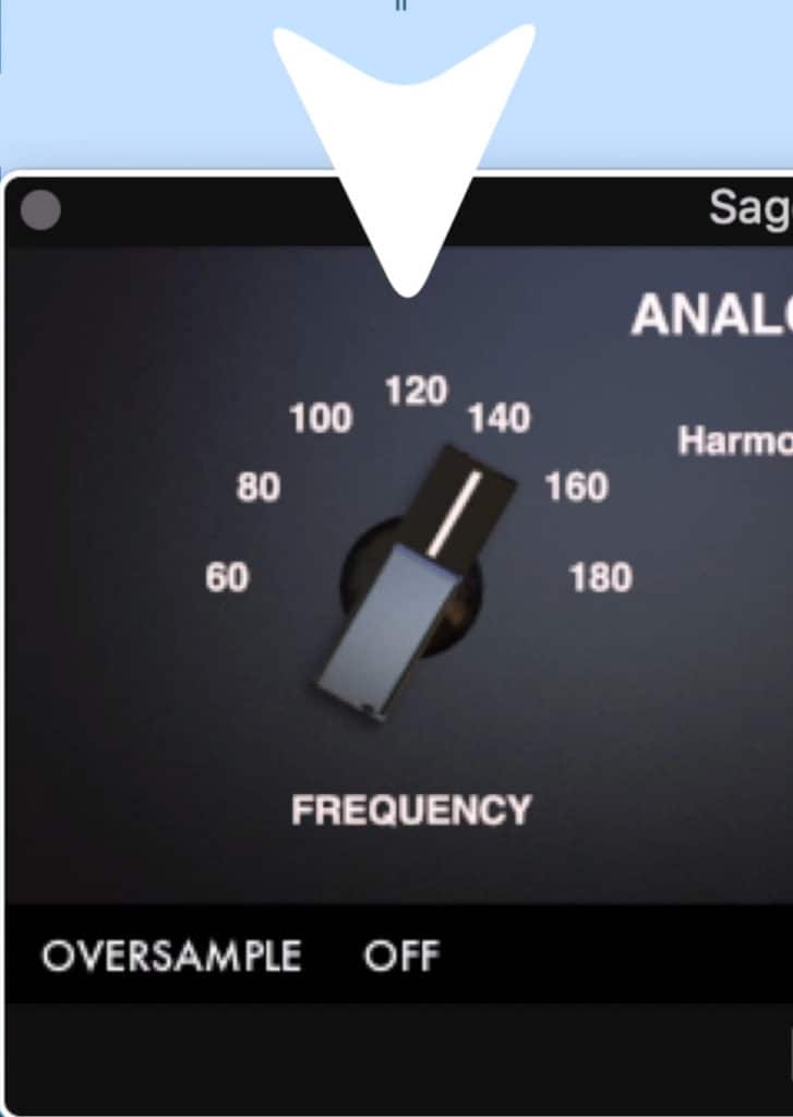 The frequency dial lets you pick what frequency you want to excite.