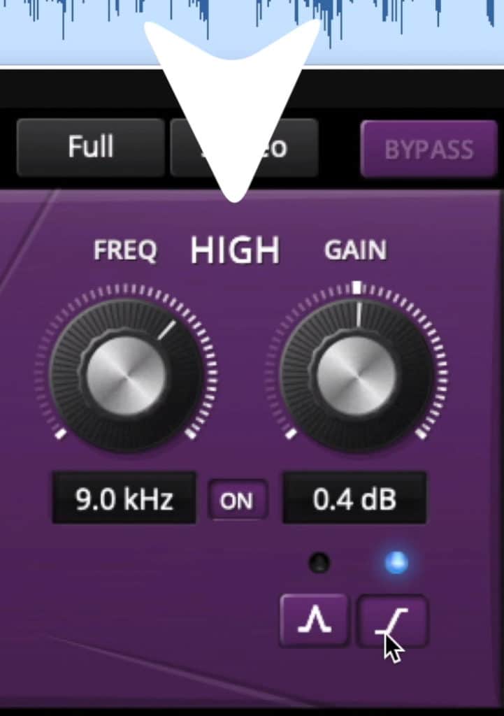 The high band ranges from 500Hz to 40kHz.