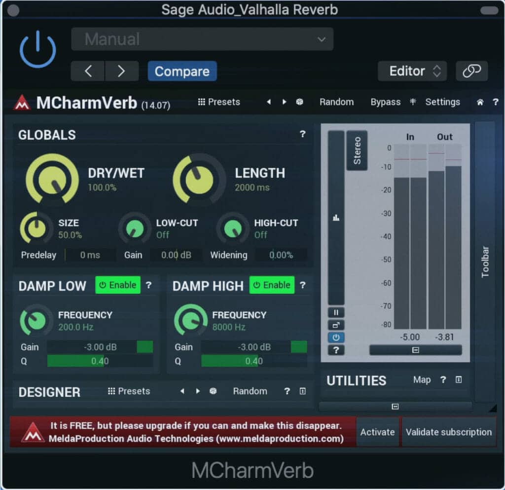 We'll compare it with the MCharmVerb, another popular free reverb plugin, to see what the difference is.