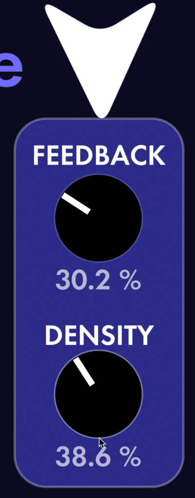 Feed back is how much fo the signal is fed back into the delay, and density is the number of reflections or echos.