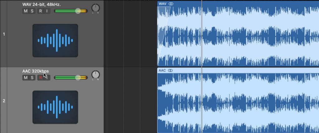 By inverting the phase of the WAV file, aligning both tracks, and playing them simultaneously, phase cancellation will reveal what's different between them.