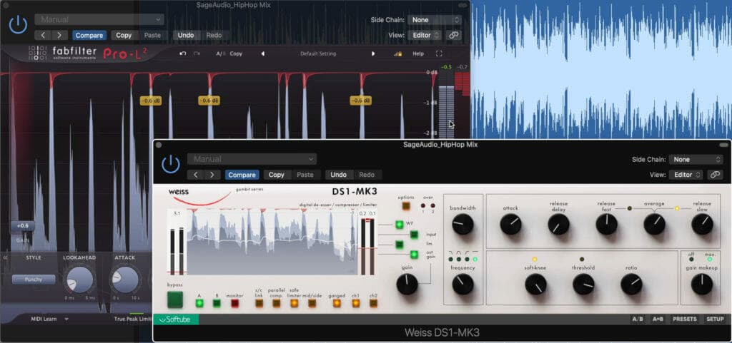 By splitting limiting amongst 2 limiters we can avoid or better control changing the timbre of a master.