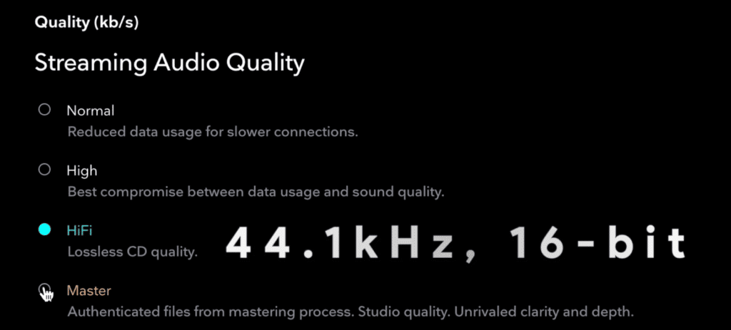 Tidal's streaming offers lossless file types than can support up to 384kHz, 24-bit.