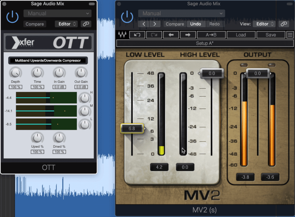 The OTT and MV2 are good options for upward compression.