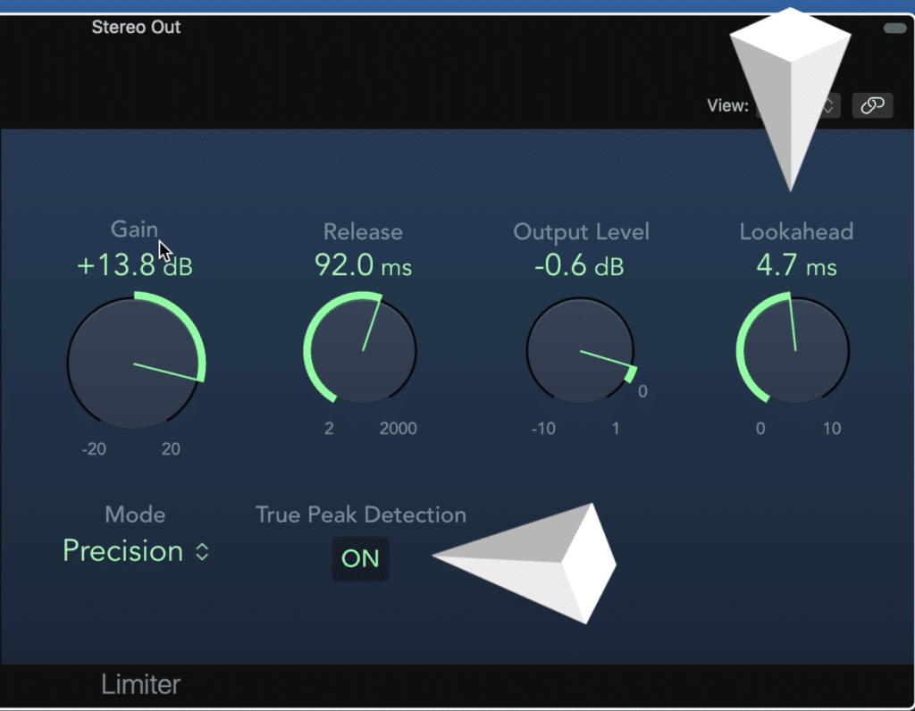 Lookahead and true peak detection keep distortion to a minimum.