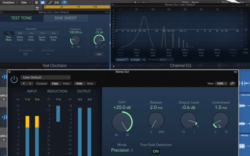 When both lookahead and the release are lowered during severe attenuation to the signal, the signal will distort.