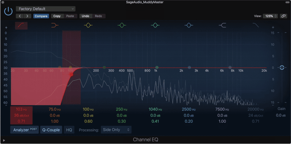 You can also use a stock plugin for this if it allows for mid-side processing.