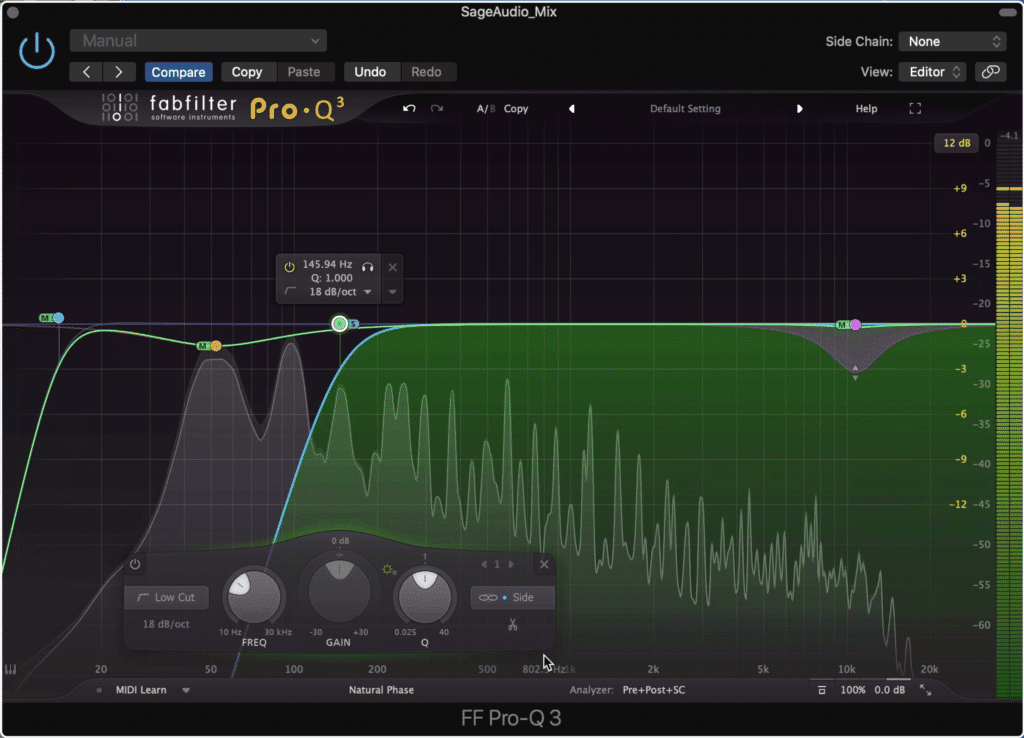 The Pro Q 3 offers colorless equalization, perfect for attenuating problem frequencies.