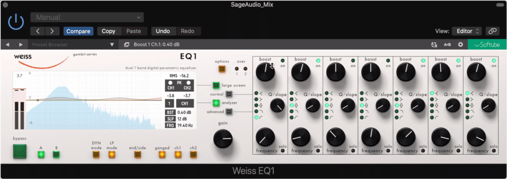 The Weiss EQ offers incredibly clean and pleasant sounding additive equalization.