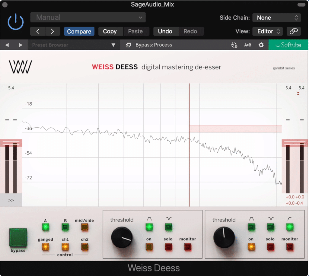 If needed, a de-esser before the soothe2 plugin can help tame shrill sibilance.