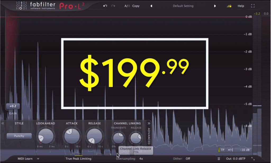 The cost of the FabFilter Pro-L2 is $199.