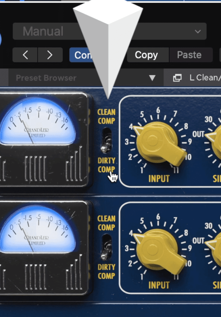 This compressor allows for more harmonic distortion with its drove and dirty comp settings.