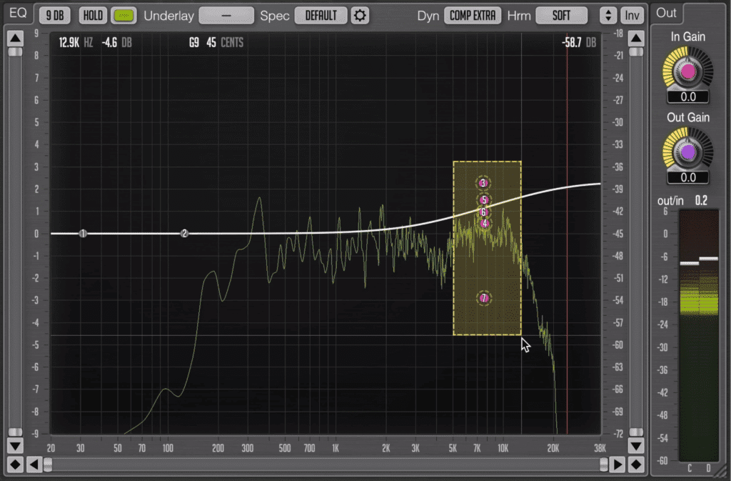 The Presence Boost preset adds multiple shelves, harmonic distortion, and compression