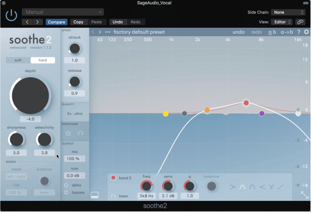 This unique plugin helps dynamically attenuate sibilance.