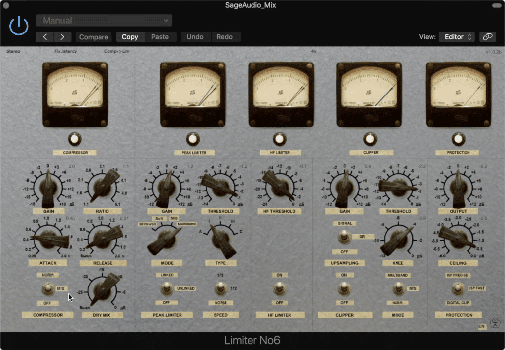 Limiter No.6 has a lot of functionality include a compressor, 2 limiters, a clipper, and an advanced output section.