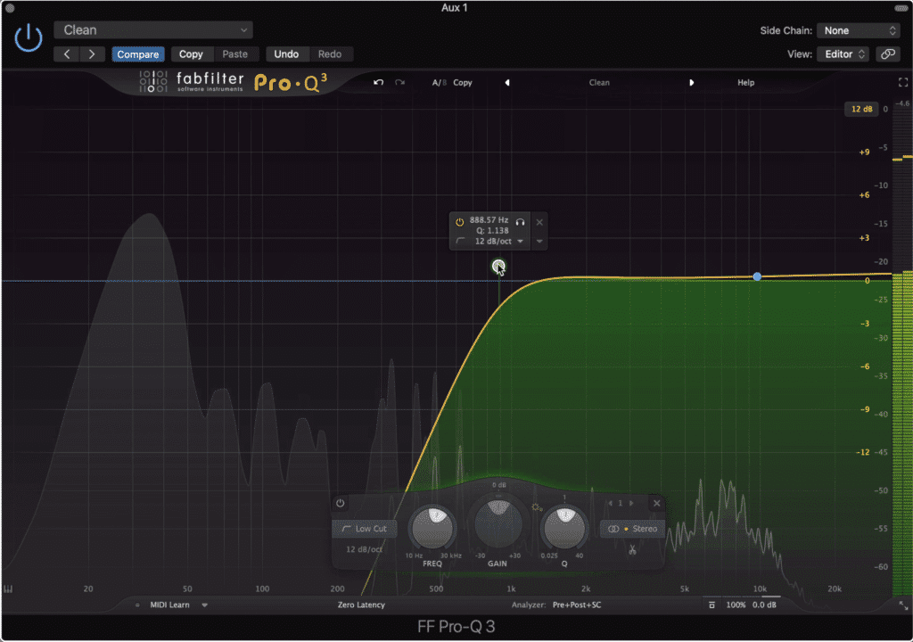 The high-pass filter needs to be introduced before low-level compression.