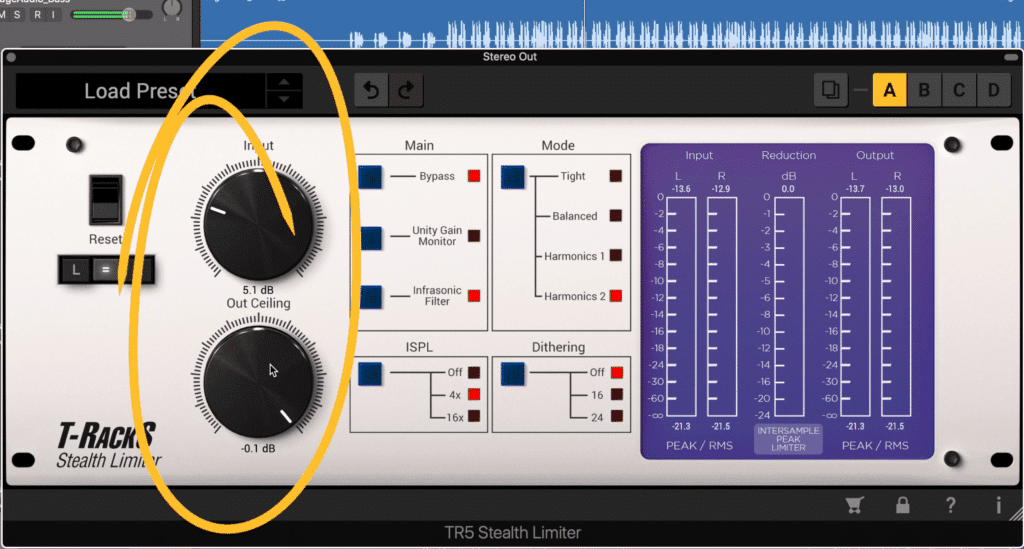 You can drive the input and reduce the ceiling output to enable the limiter.