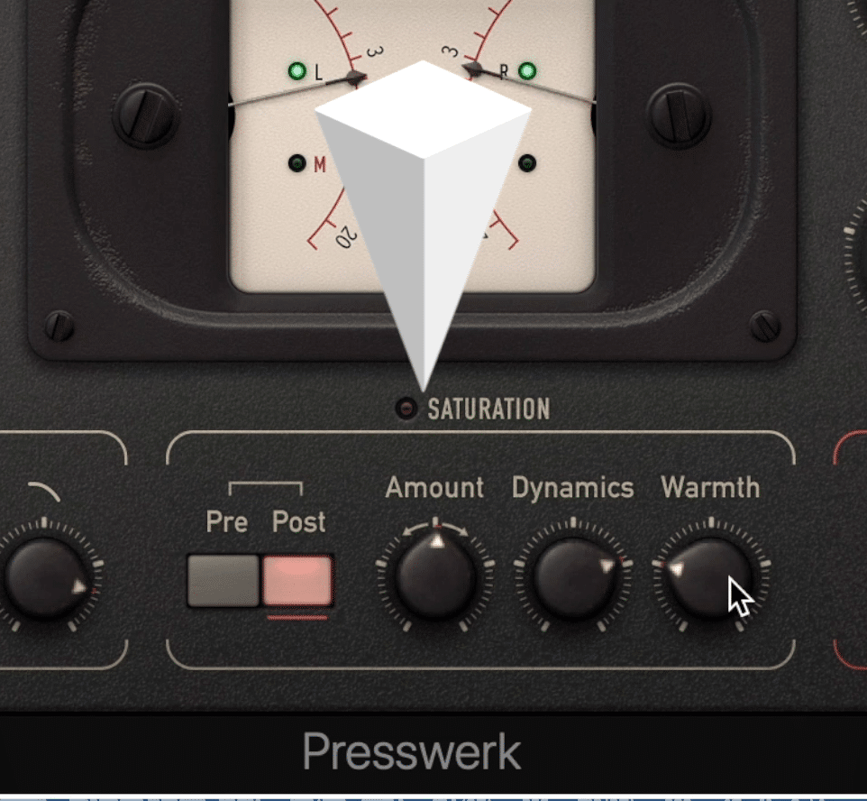 The Saturation section is more complex than most, since it dynamically responds to the compression.