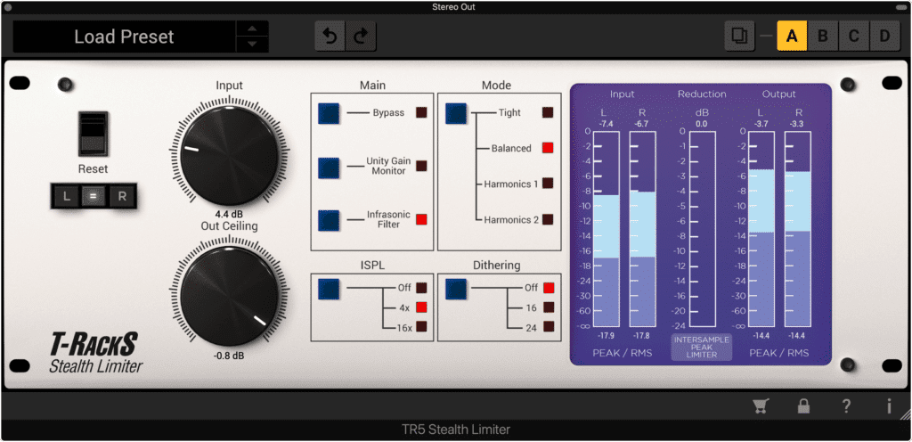 The stealth limiter is incredibly transparent and simple to use.