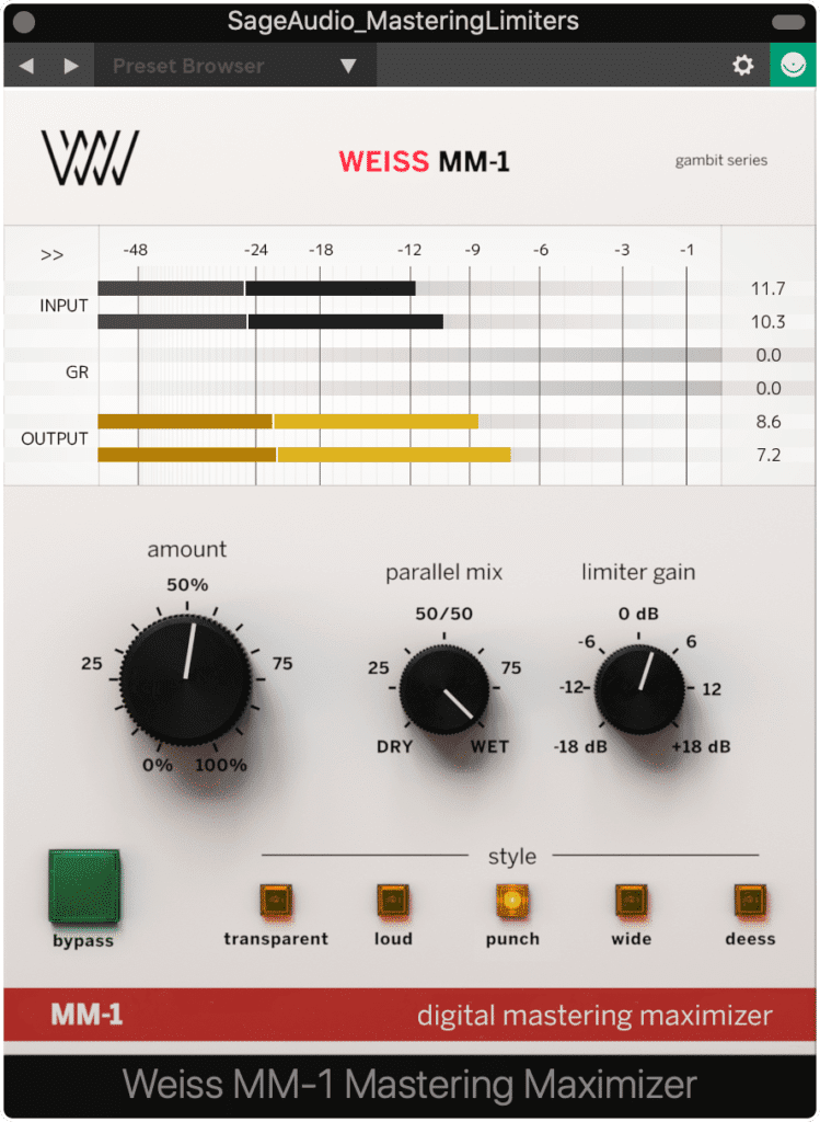 Weiss MM-1 both limits and maximizes the signal.