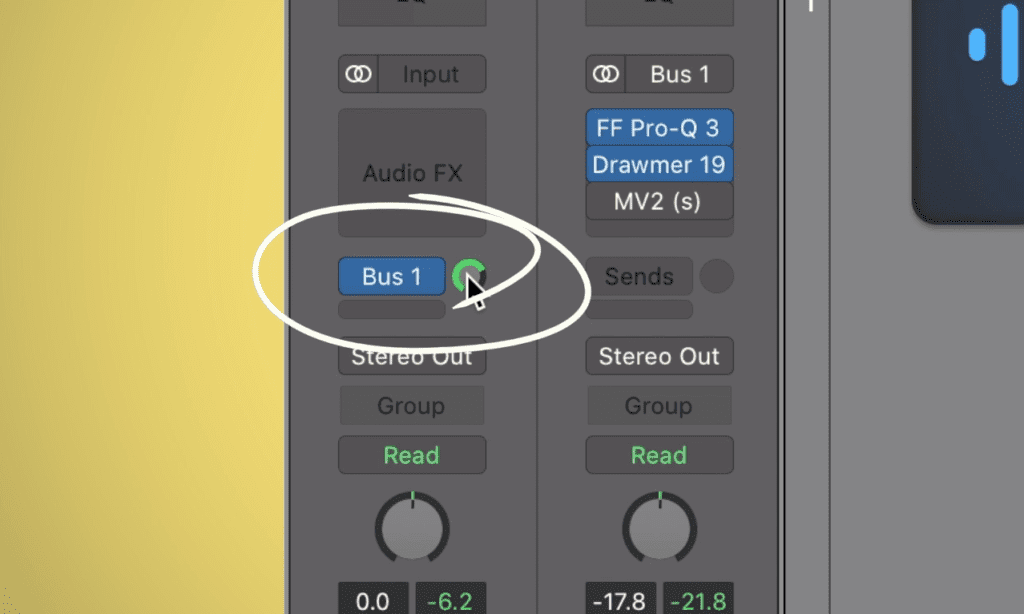 Create a bus send and set it to 0dB.