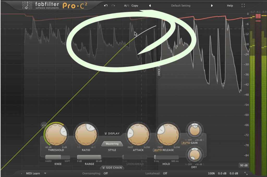 Soft-knee compression is better sounding when controlling peaks than brickwall