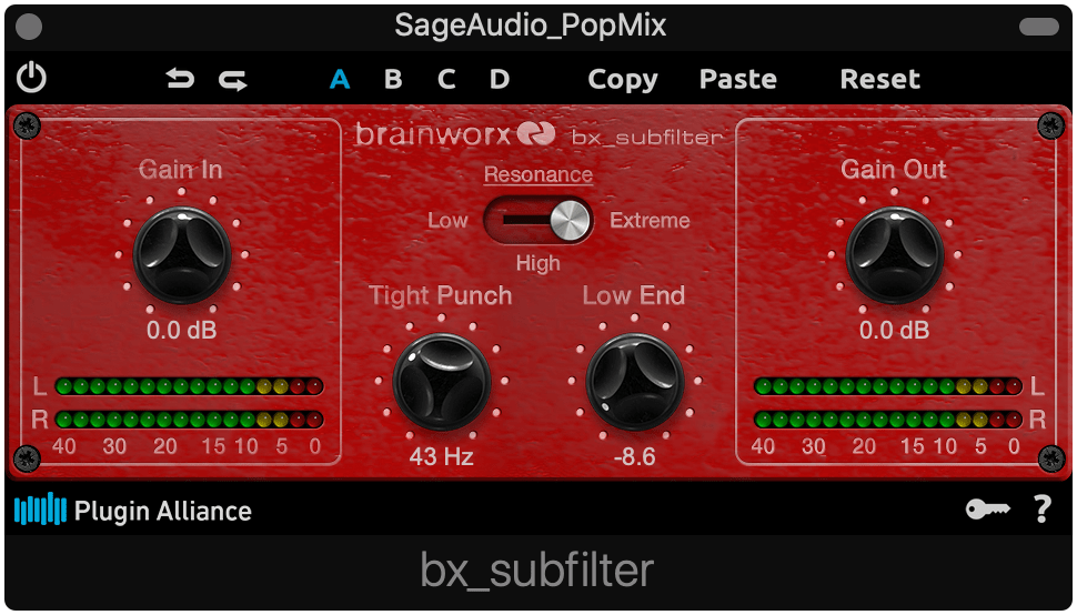 Subfilter helps you shape the low end of a master or drum stem.