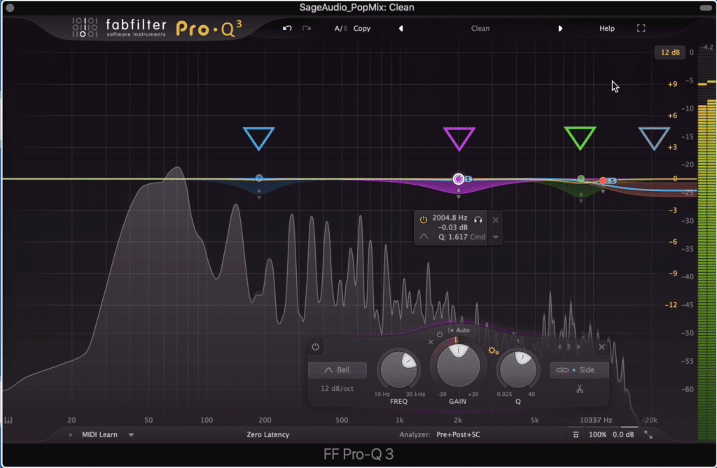 These are the 4 bands we'll create and attenuate with dynamic EQ.