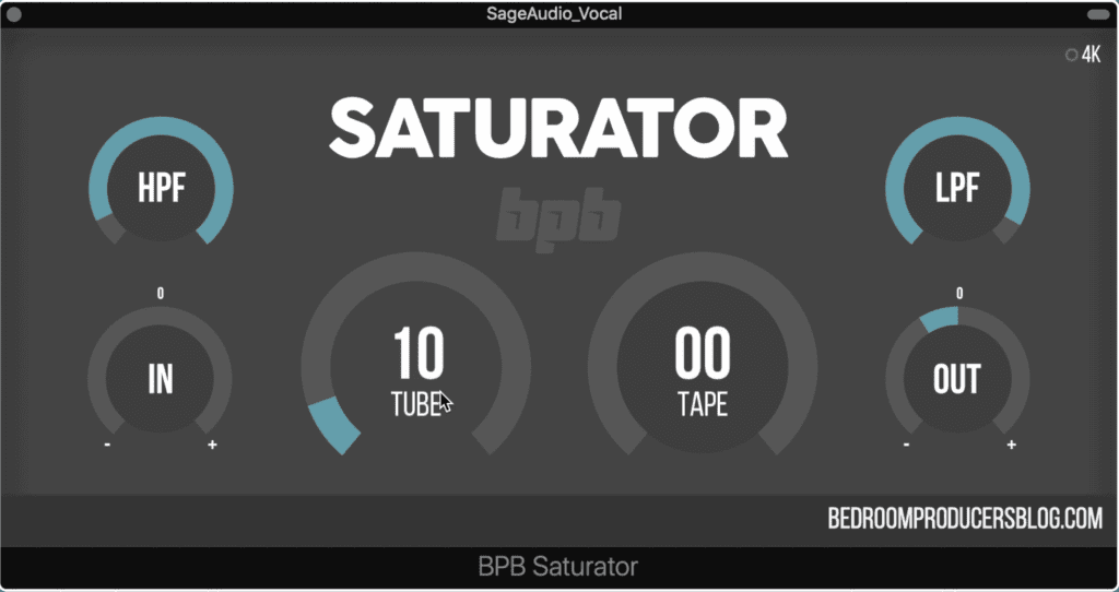 Saturator adds both tube and tape emulation distortion.
