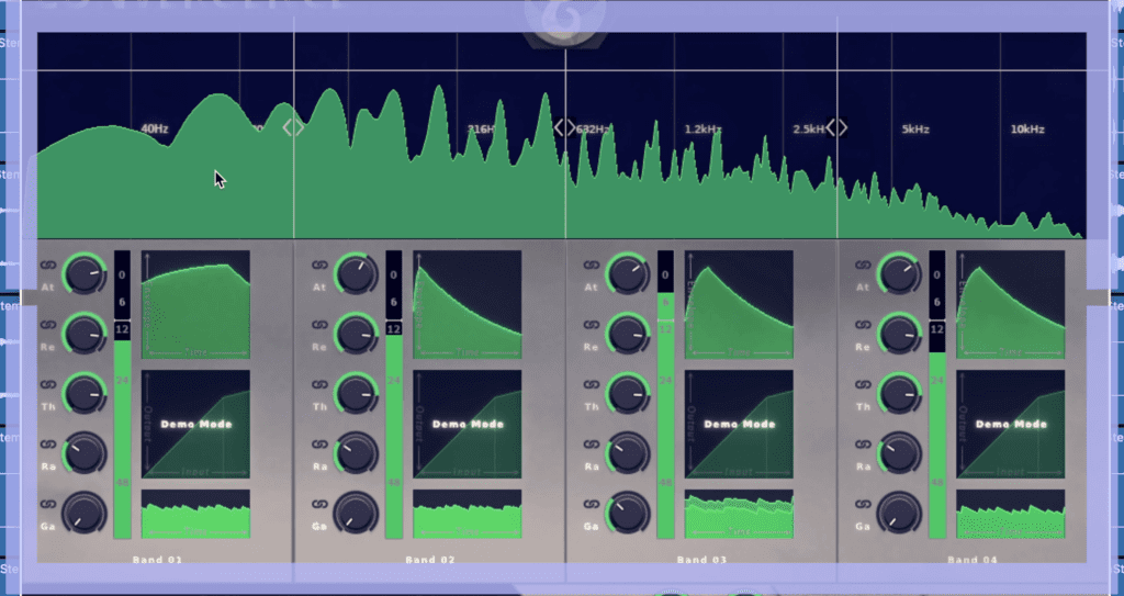 In the demo mode, the signal can be separated into 4 bands.