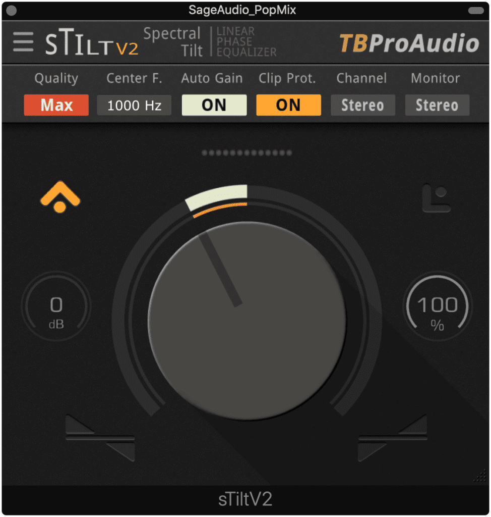 This linear phase tilt filter is great for making small changes to the overall timbre of your master.