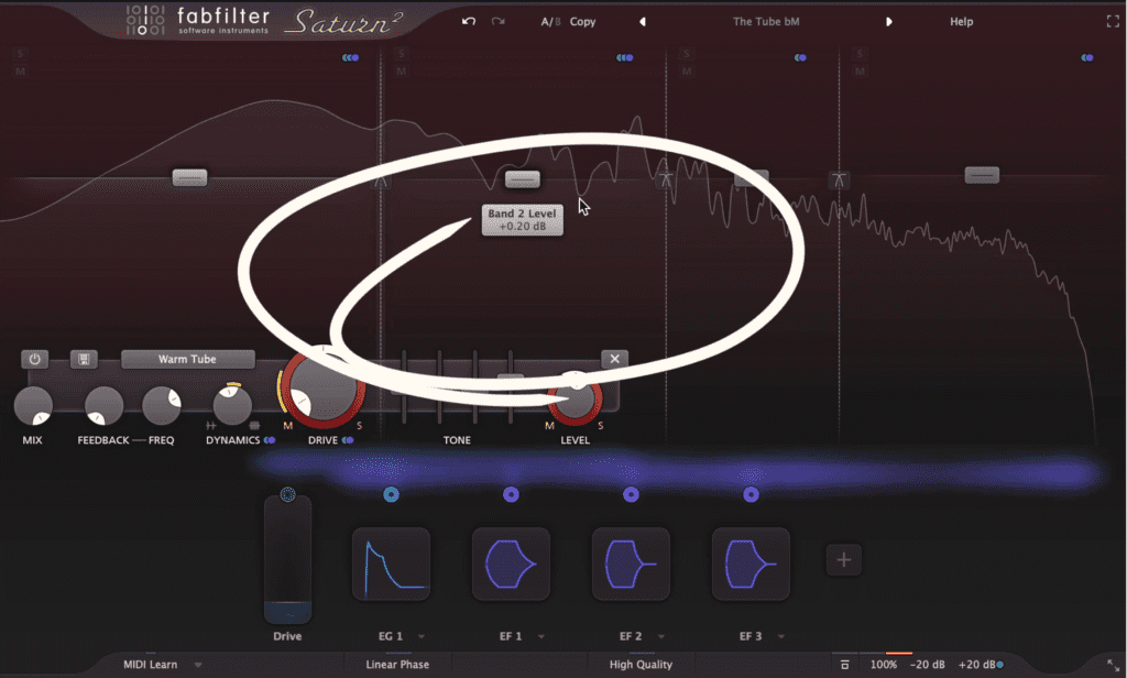 The saturator will work harder on those frequencies.