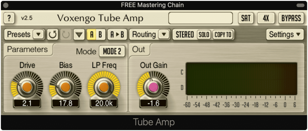 Tube Amp is simple but has a pleasant sound.