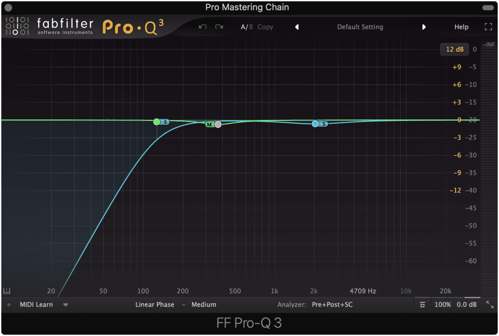 The FabFilter allows for 24 bands and includes multiple phase options.