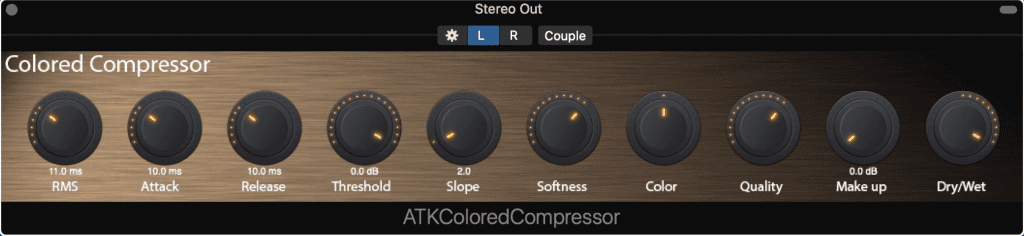 The colored compressor lets you add a frequency bump or cut prior to attenuation.