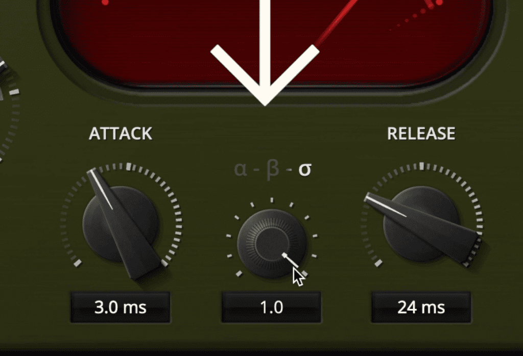 This function changes the program dependent attack and release, making the compressor suitable for either tracks or busses.