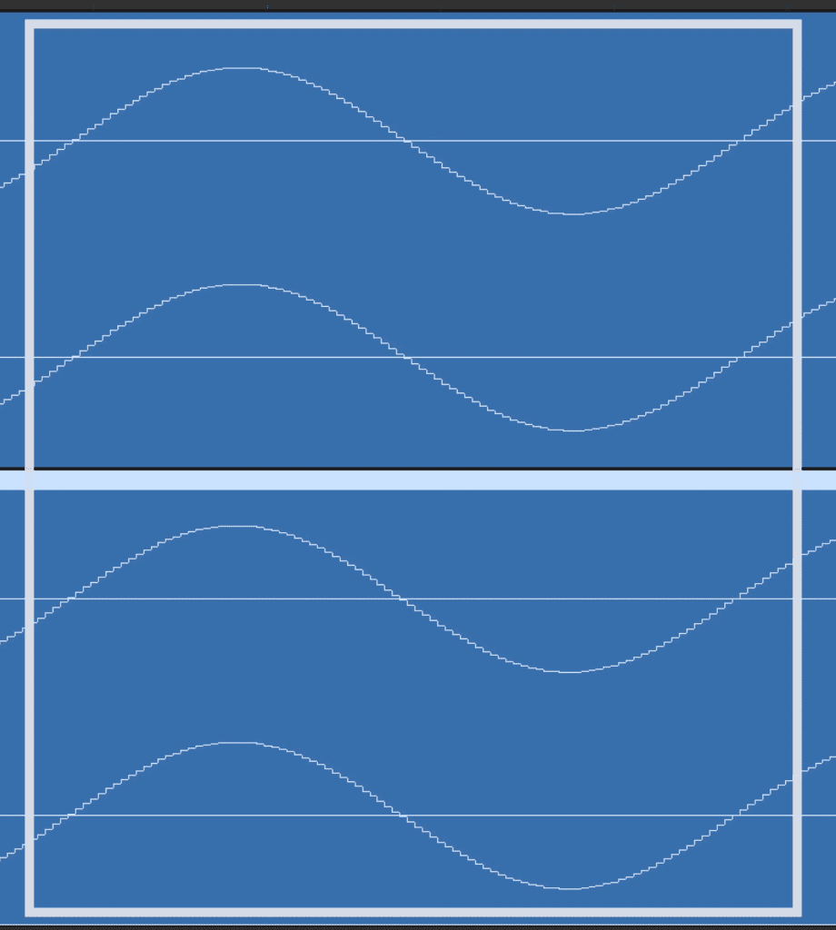 Shown are 2 in phase 500Hz sine waves.