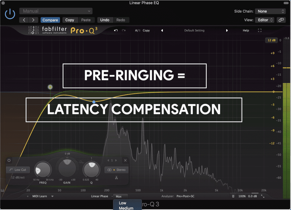 Because linear phase equalizers compensate for latency, this can affect transients in a negative way.