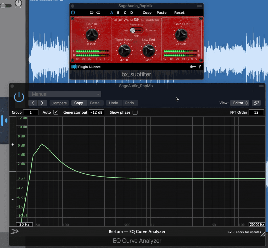 Shown here is the bx Subfilter, and the curve it creates.