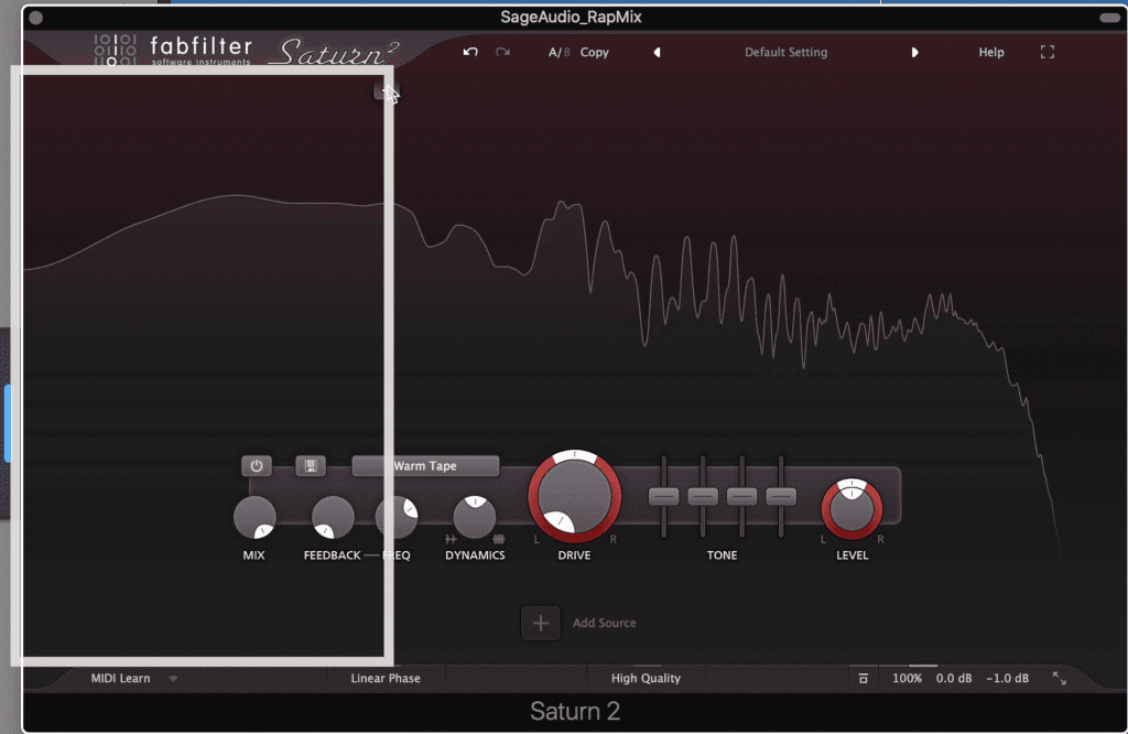 Ideally, saturation can be isolated to just this range.